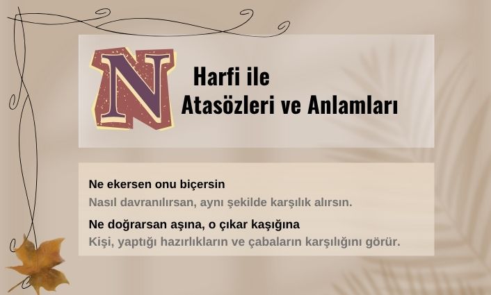N harfi ile atasözleri