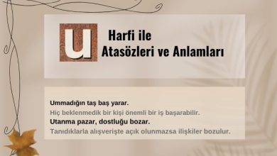 U harfi ile atasözleri ve anlamları