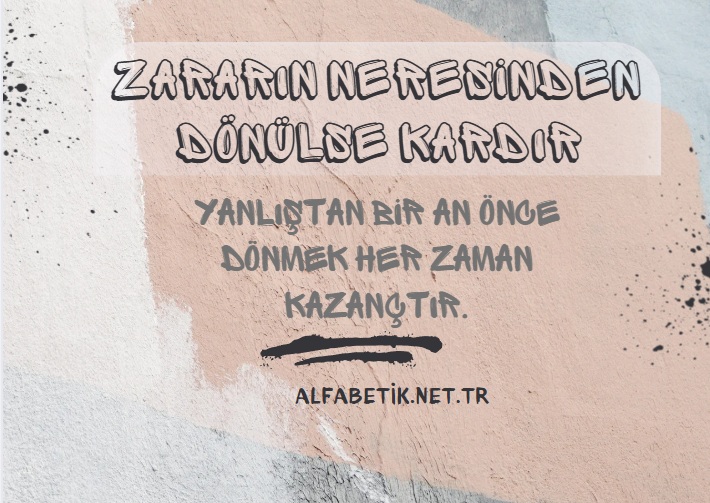 ZARARIN NERESİNDEN DÖNÜLSE KARDIR